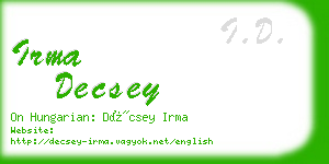 irma decsey business card